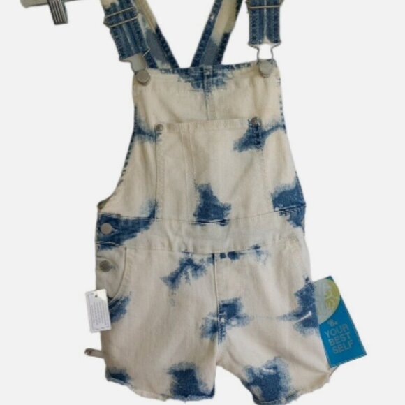 Vintage Jordache Girls Overalls Size 6-6X NEW Tie-Dye Denim Shortalls Romper - Picture 2 of 14